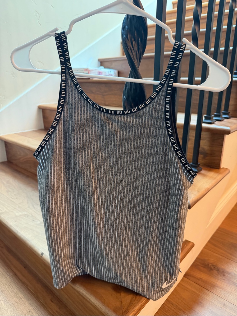 Nike Women’s Gray and Black Striped Tank Top